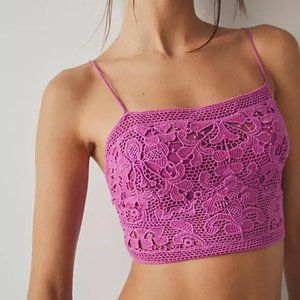 Free People Fp One Lyra Bralette Crochet Embroidered Top XS